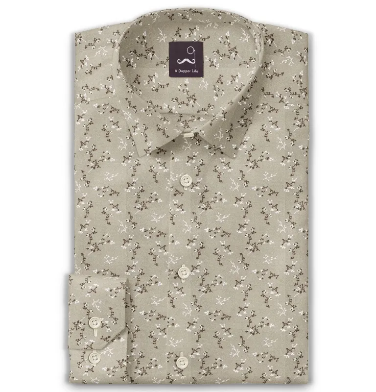 Pure Cotton - Semi-Spread Collar - Long Sleeve - Desert Blossom sold by Airthreads