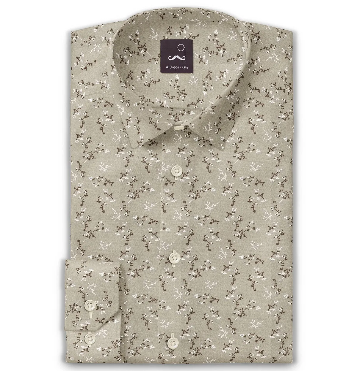 Pure Cotton - Semi-Spread Collar - Long Sleeve - Desert Blossom sold by Airthreads