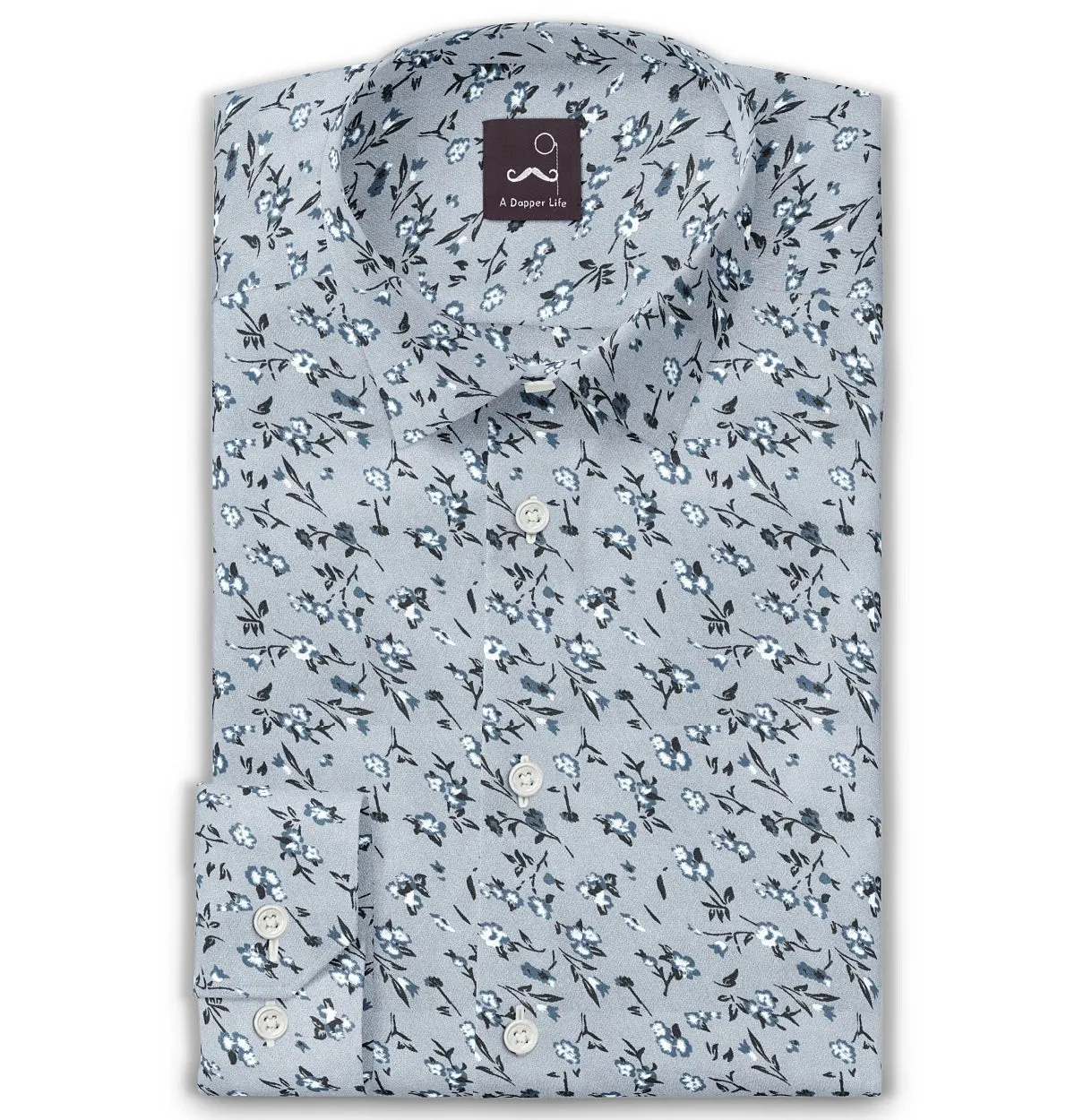 Pure Cotton - Semi-Spread Collar - Long Sleeve - Twilight Blossom sold by Airthreads