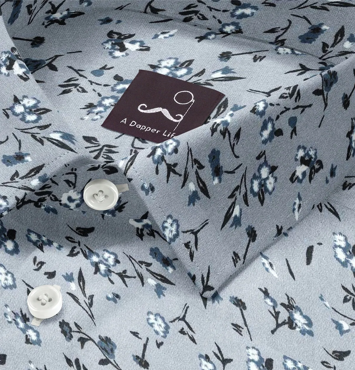 Pure Cotton - Semi-Spread Collar - Long Sleeve - Twilight Blossom sold by Airthreads product image thumbnail 2