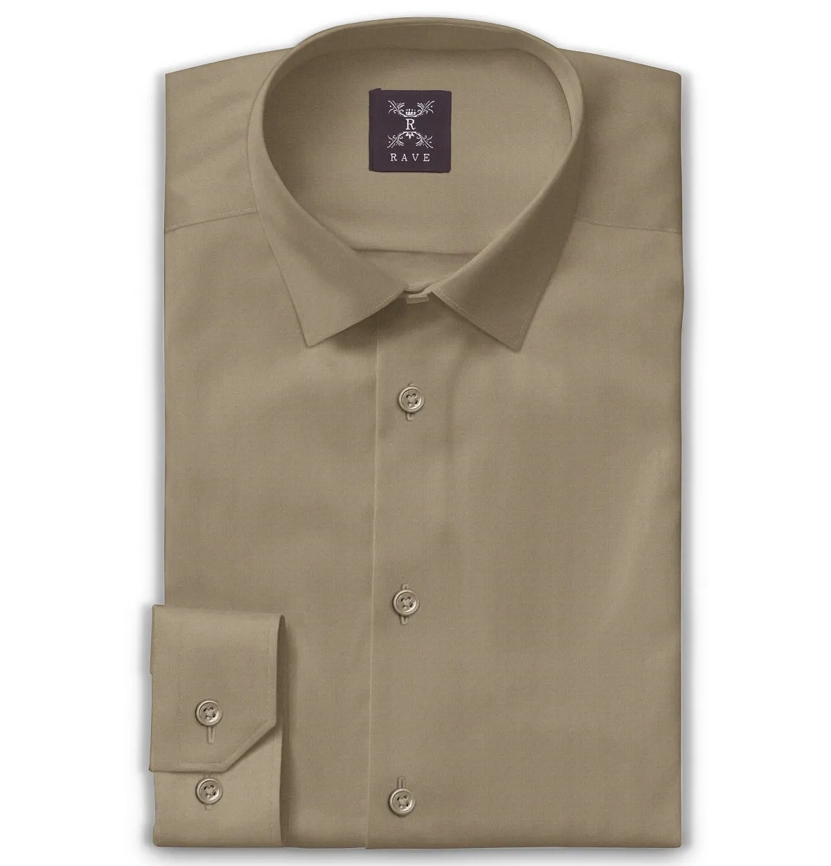 Wrinkle-Resistant - Semi-Spread Collar - Long Sleeve - Stone sold by Airthreads