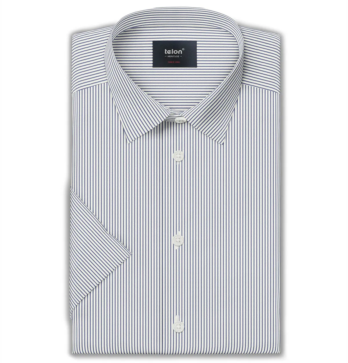 Luxury Pure Cotton - Short Sleeve - Off-white with Navy Stripes sold by Airthreads