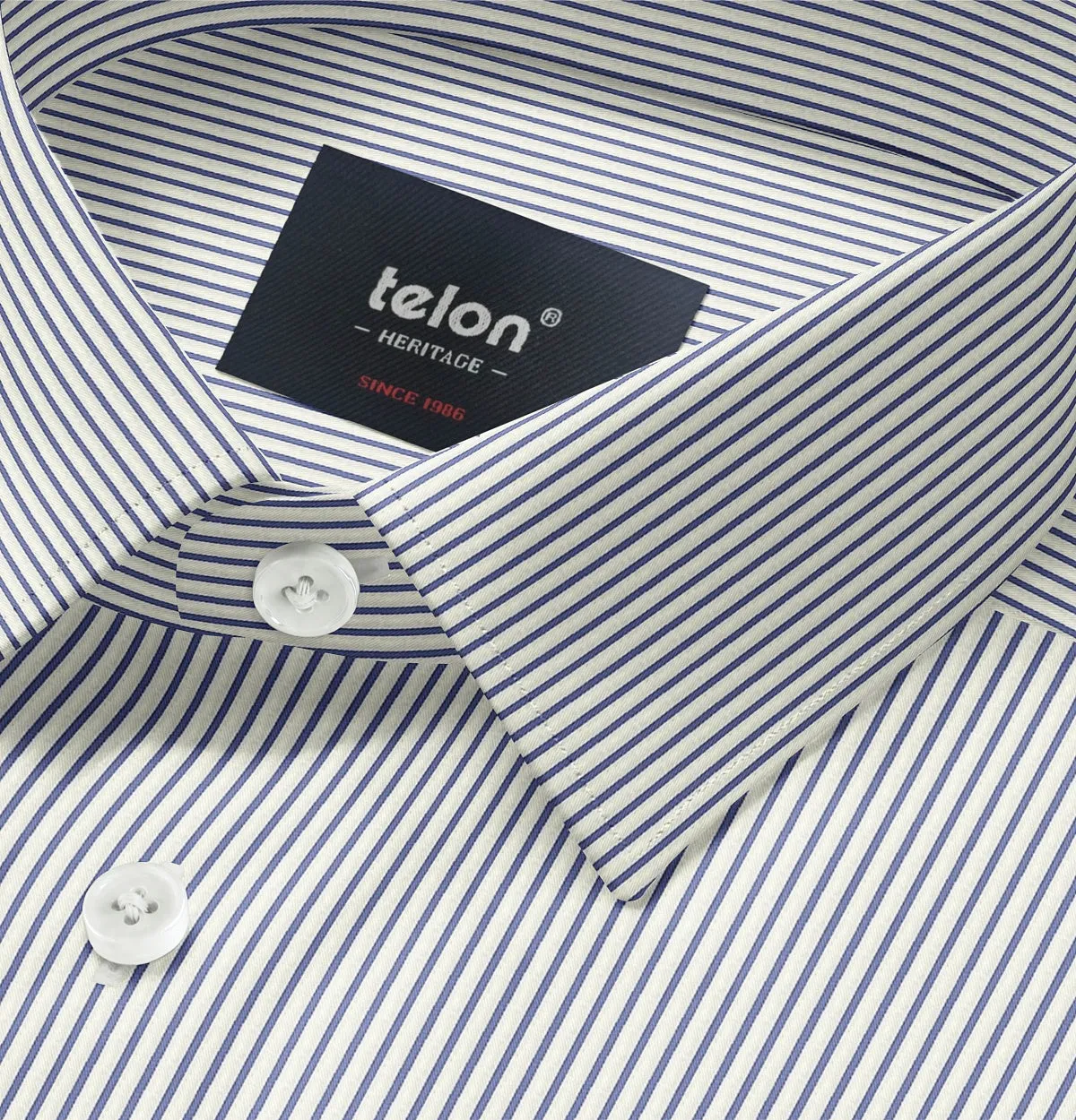 Luxury Pure Cotton - Short Sleeve - Off-white with Navy Stripes sold by Airthreads product image thumbnail 3