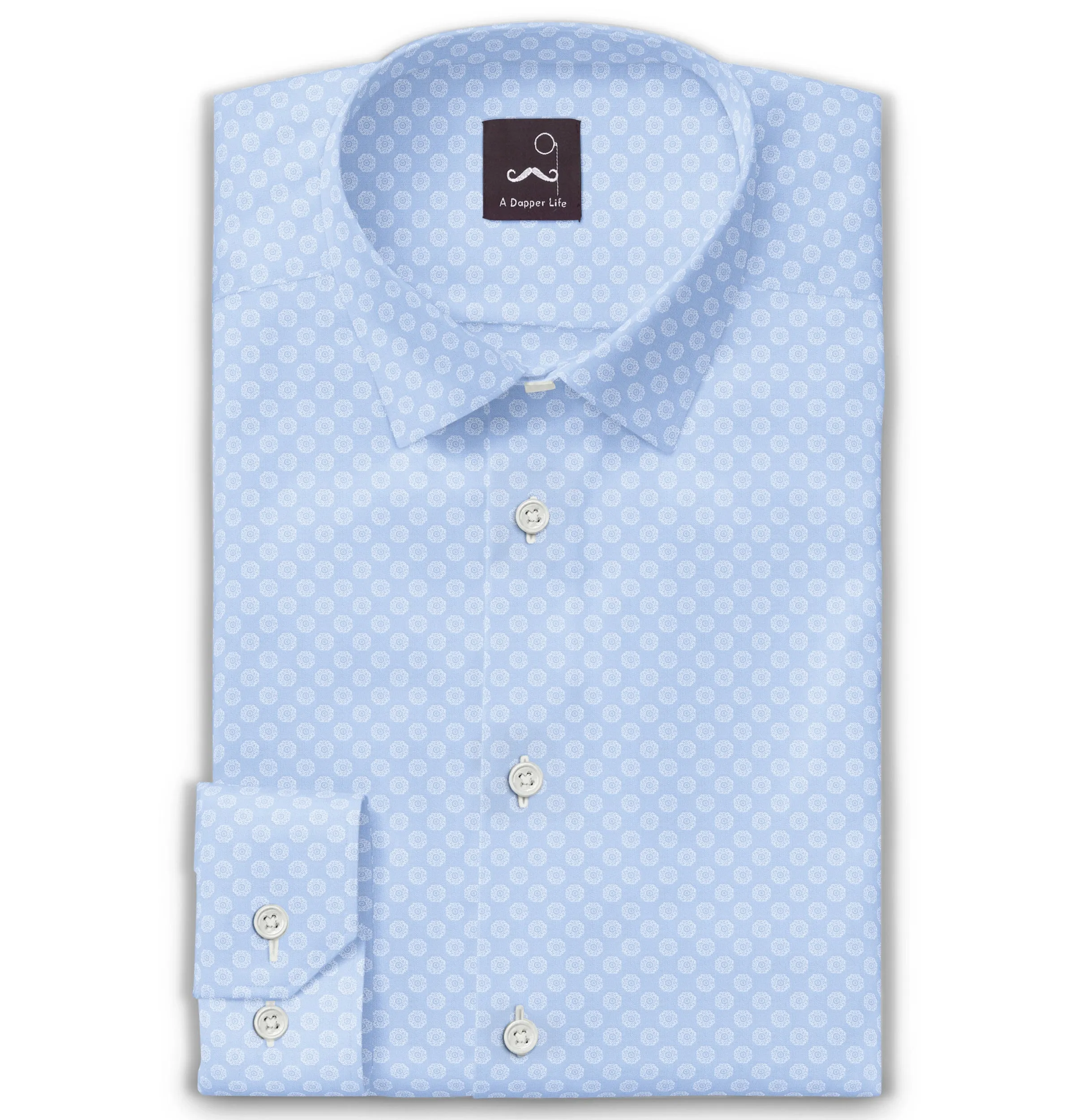 Pure Cotton - Long Sleeve - Sky Blue with Rosettes sold by Airthreads