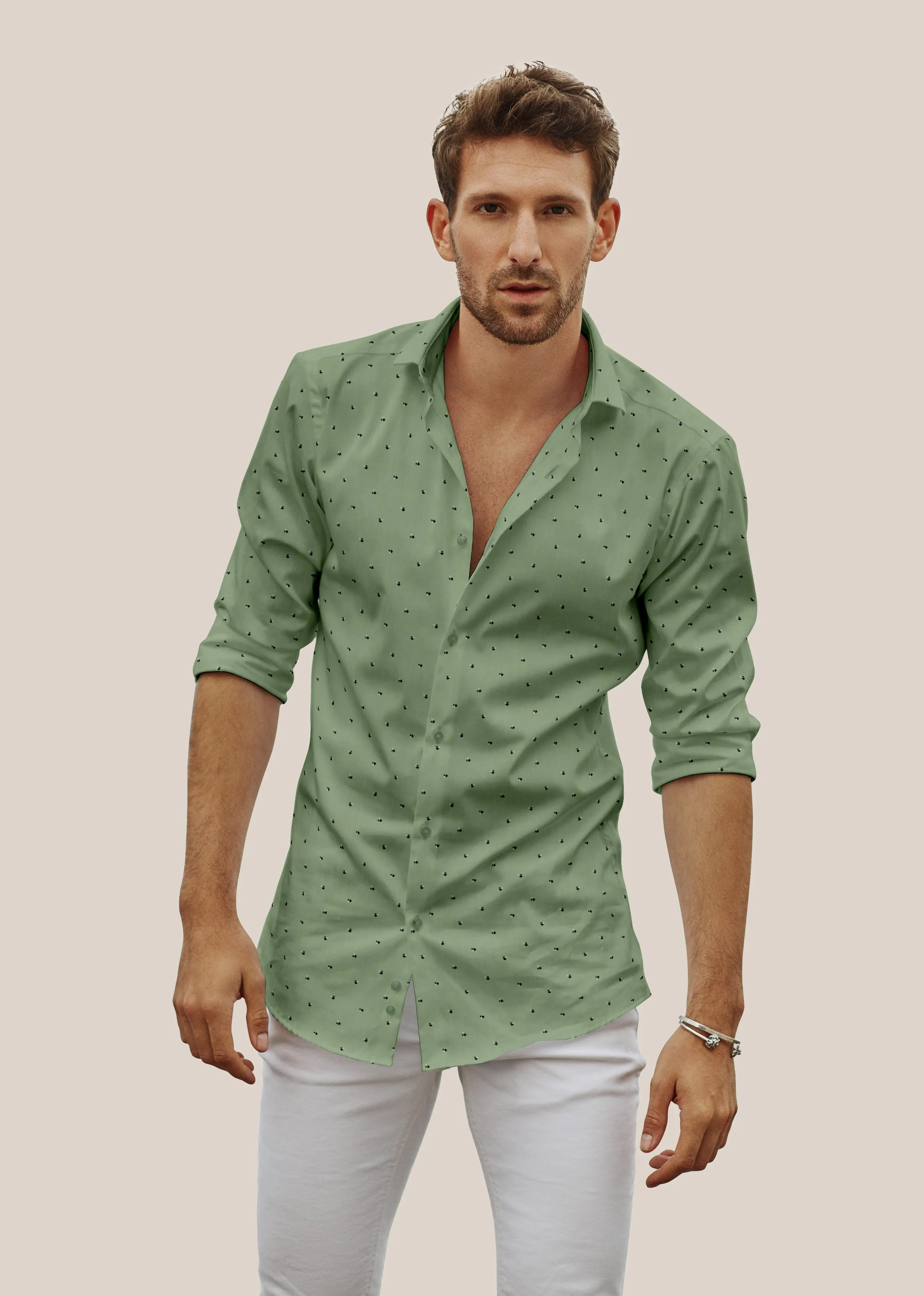 Long Sleeve 100% Cotton Shirt - Olive Green sold by Airthreads product image thumbnail 3
