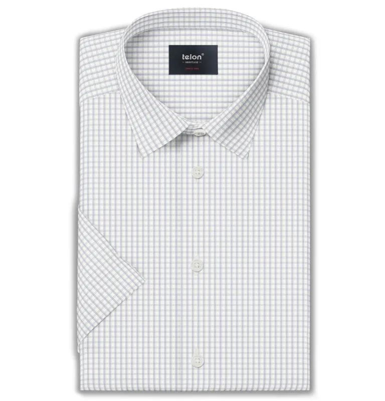 Luxury Pure Cotton - Short Sleeve - Ice Blue Lattice sold by Airthreads