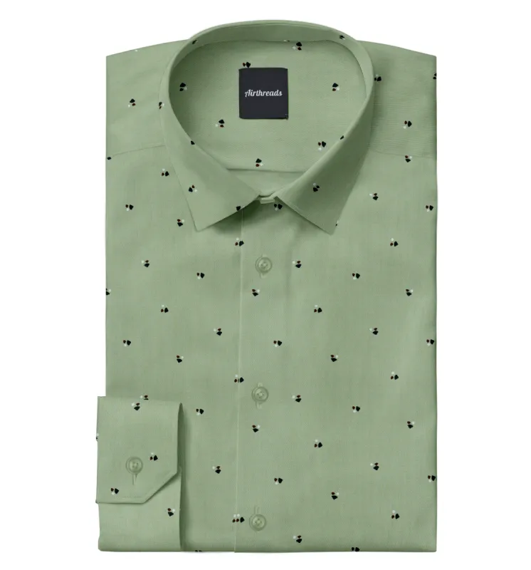 Long Sleeve 100% Cotton Shirt - Olive Green sold by Airthreads