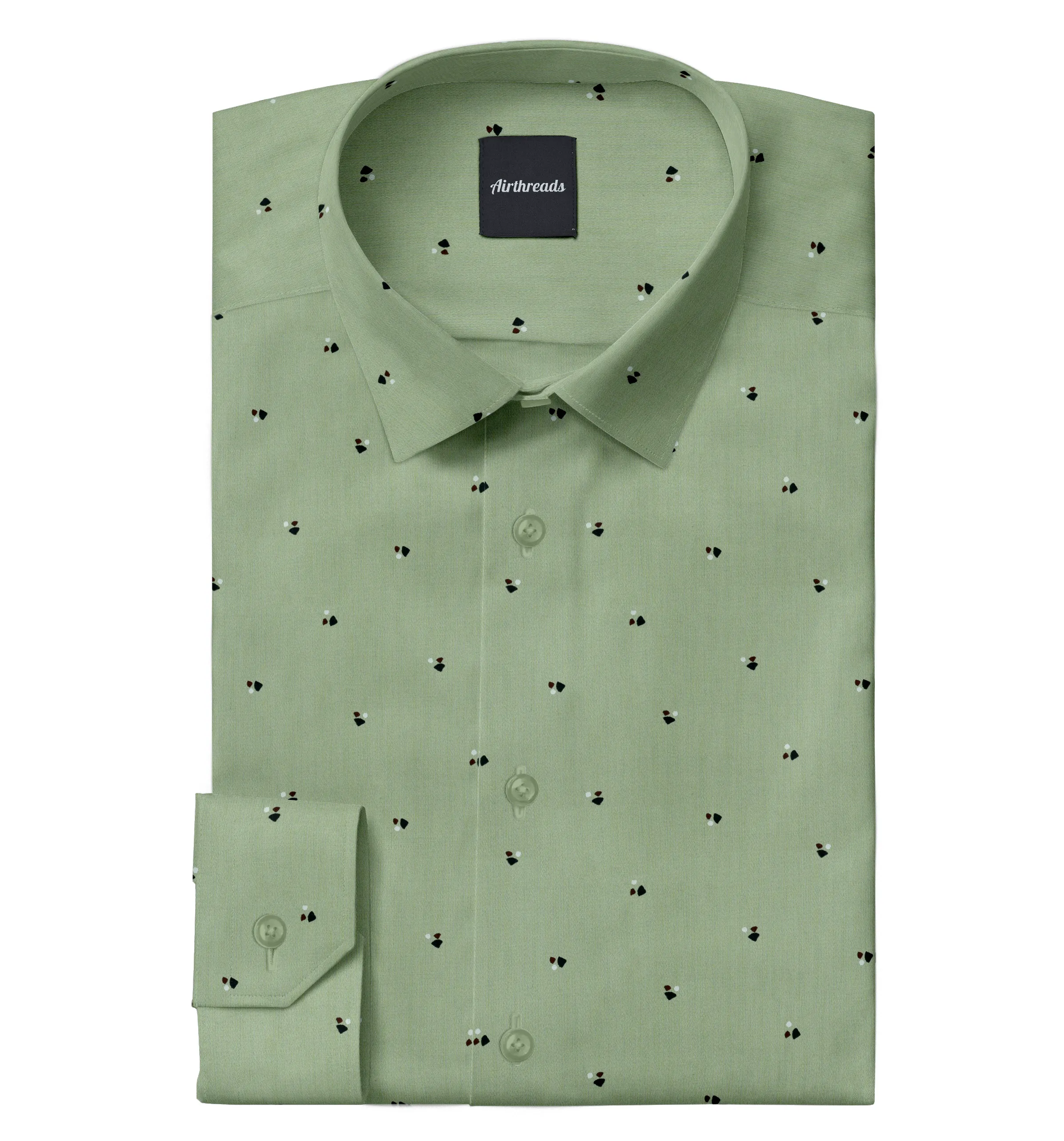 Long Sleeve 100% Cotton Shirt - Olive Green sold by Airthreads