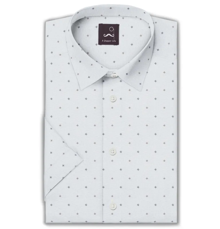 Pure Cotton - Short Sleeve - Light Gray with Brown Stars sold by Airthreads