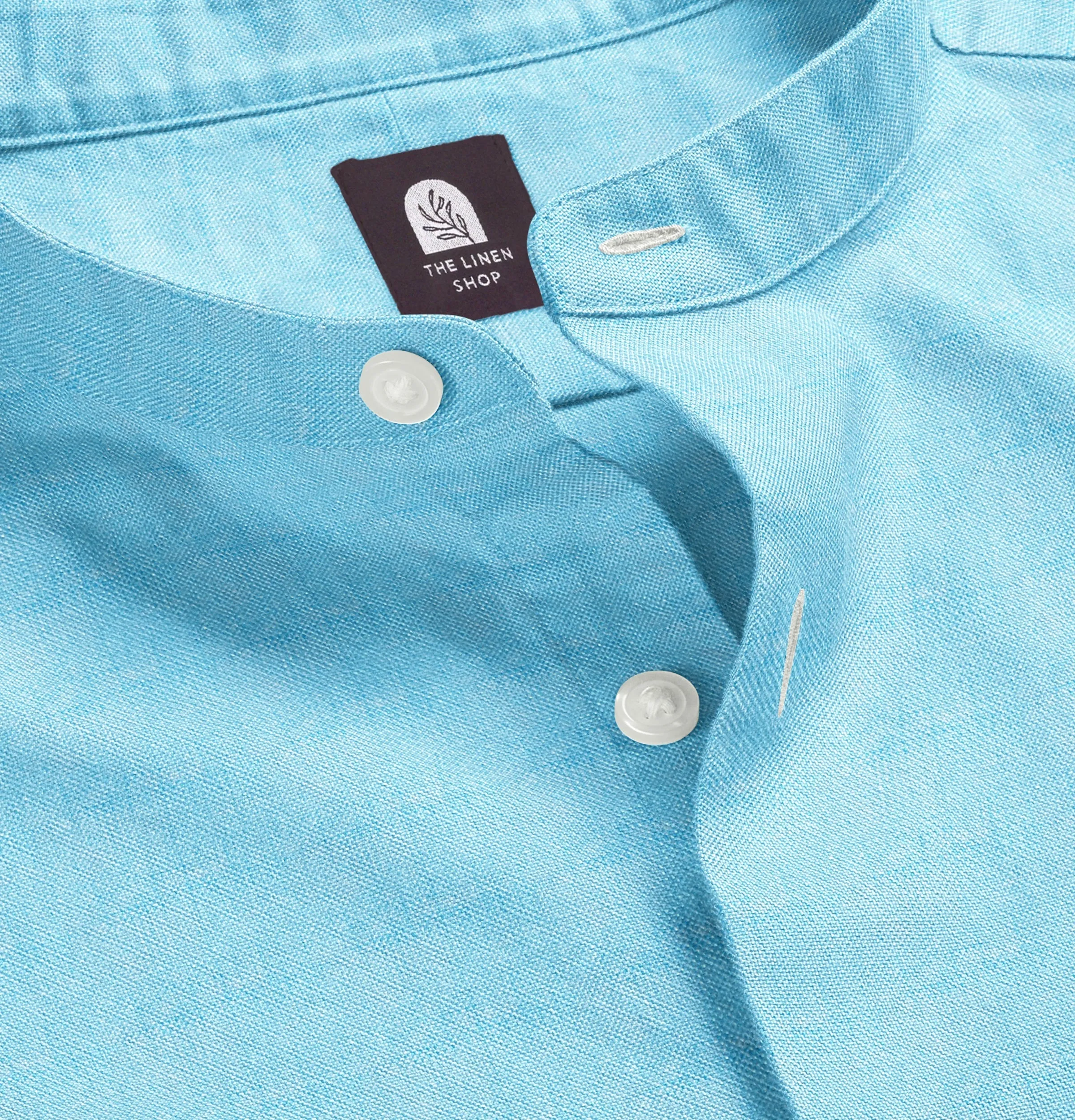 Pure Linen - Band Collar - Aqua sold by Airthreads product image thumbnail 2