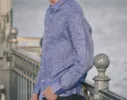 Long Sleeve Linen Shirt in Indigo Blue sold by Airthreads