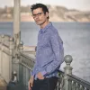 Long Sleeve Linen Shirt in Indigo Blue sold by Airthreads