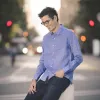 Long Sleeve Linen Shirt in Indigo Blue sold by Airthreads