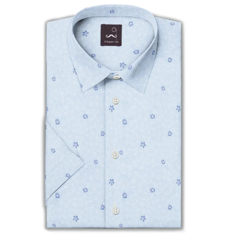 Pure Cotton - Short Sleeve - Blue Flowers sold by Airthreads