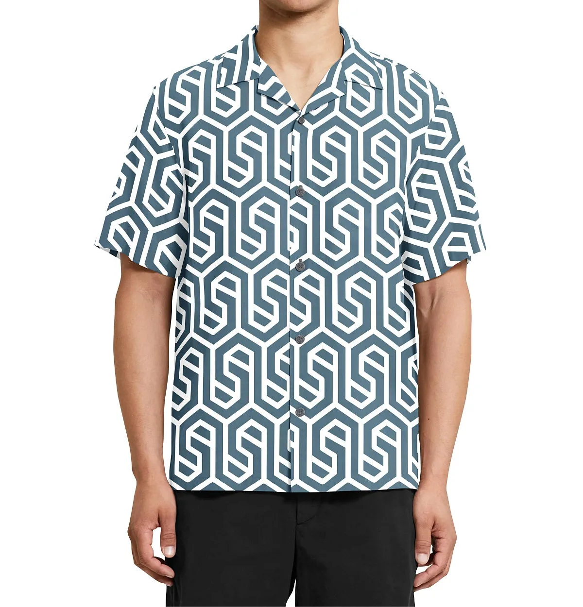 Wrinkle-Free - Teal Abstract - Camp Collar sold by Airthreads product image thumbnail 3