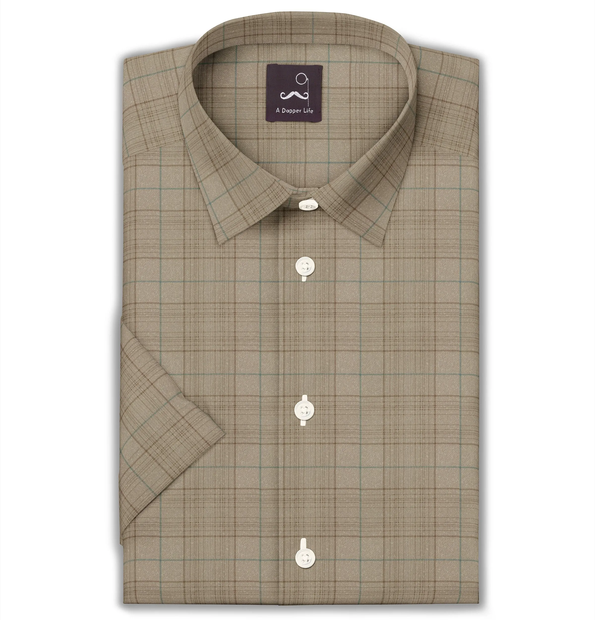 Pure Cotton - Short Sleeve - Brown Checks sold by Airthreads