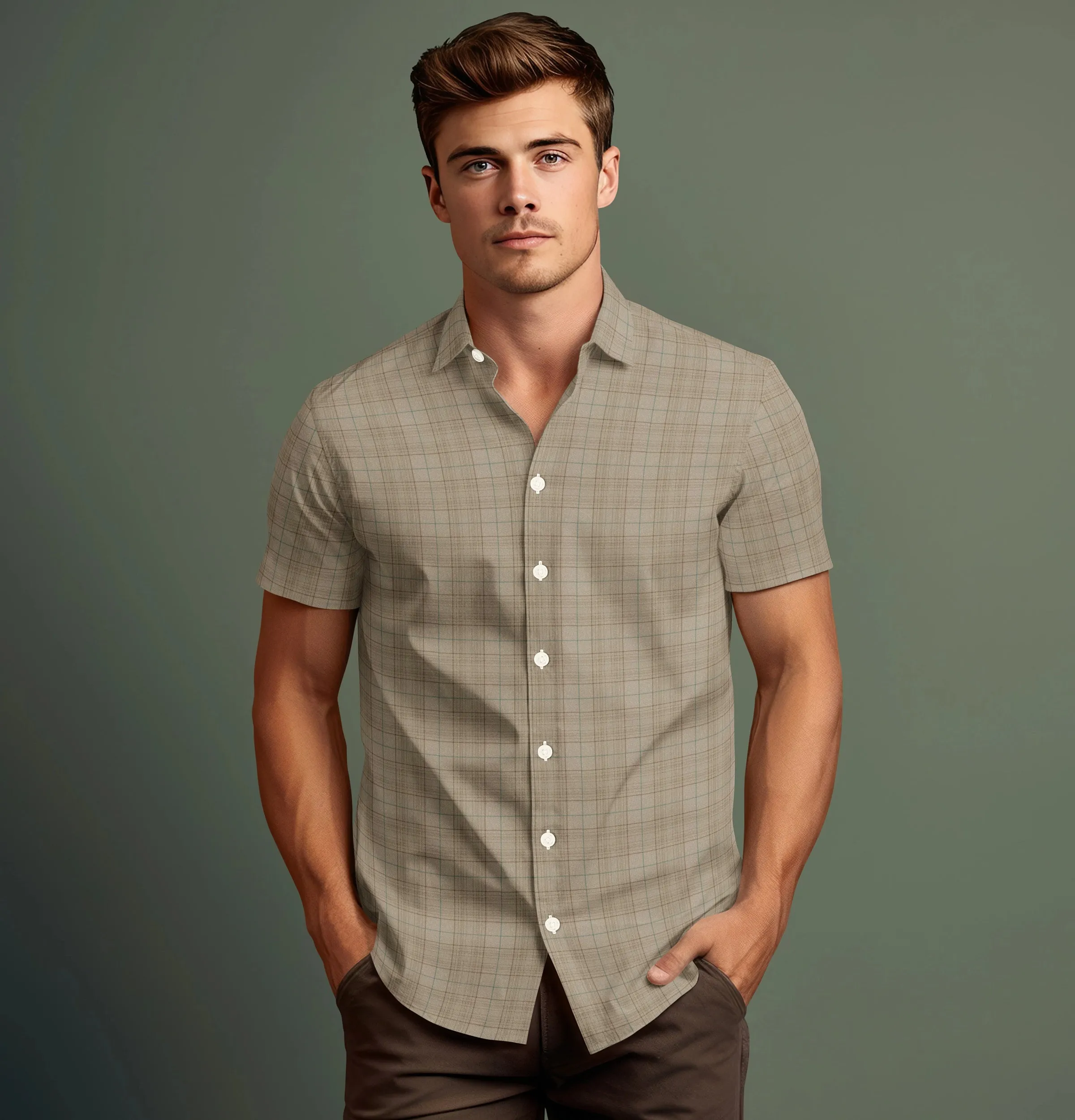 Pure Cotton - Short Sleeve - Brown Checks sold by Airthreads product image thumbnail 4
