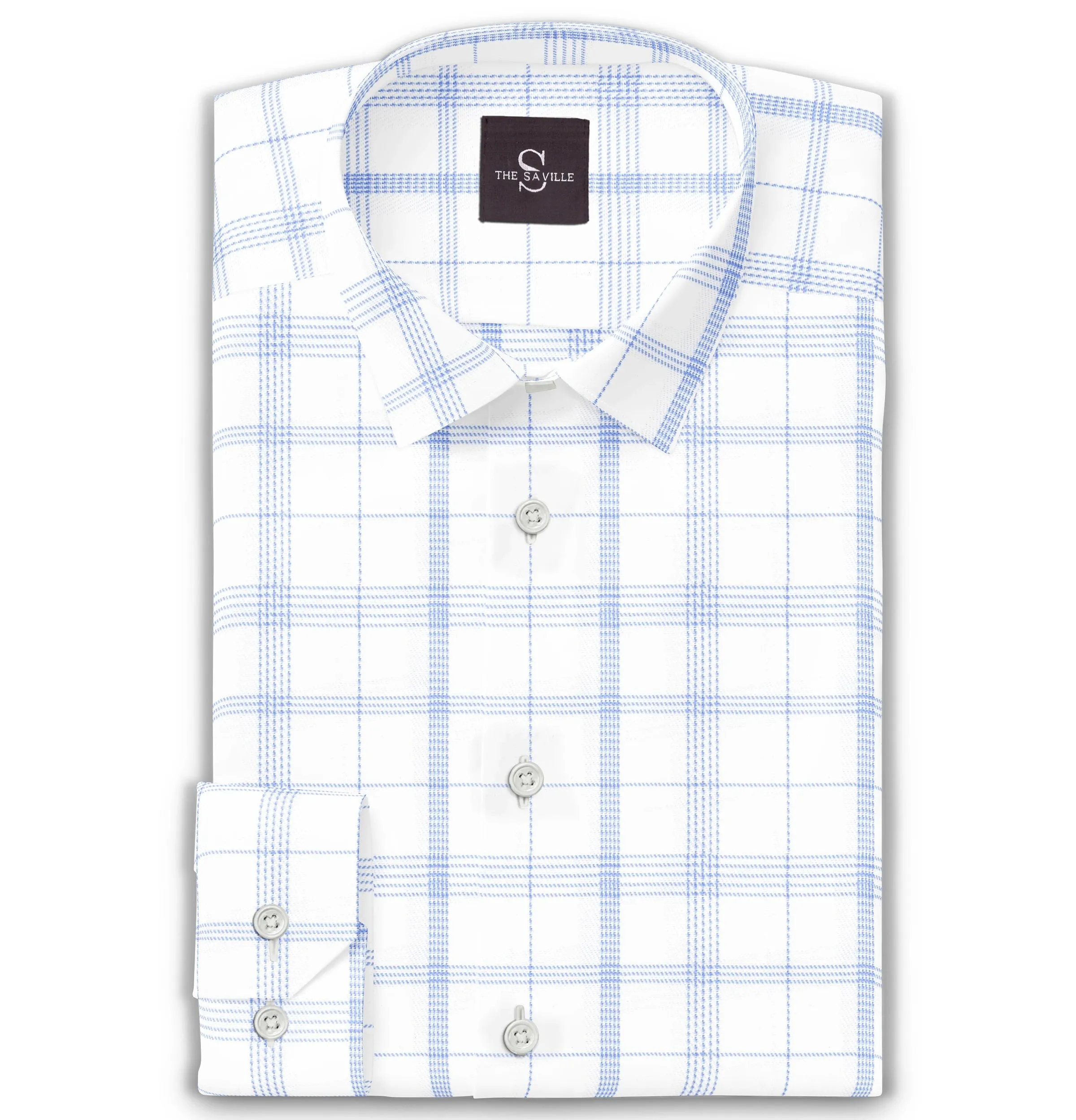 Wrinkle-free White with Blue Checks - Long Sleeve sold by Airthreads
