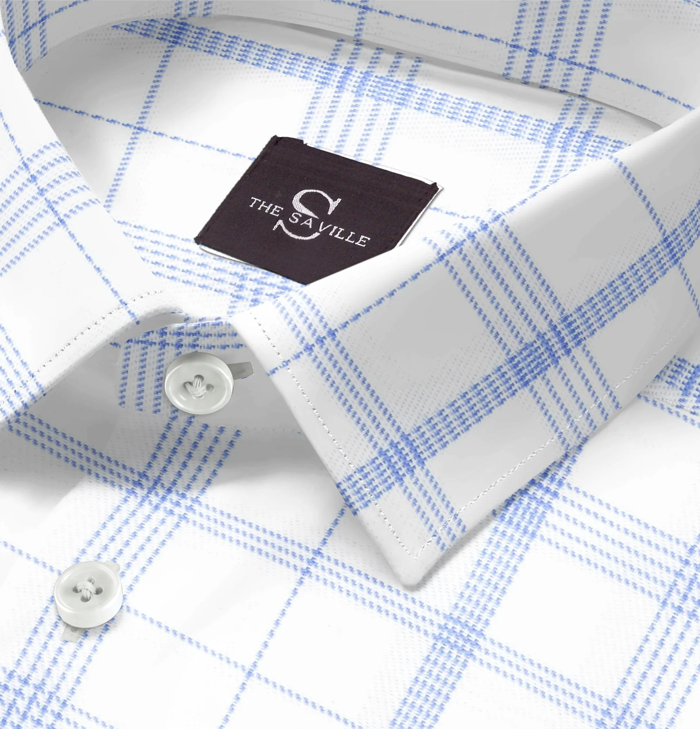 Wrinkle-free White with Blue Checks - Long Sleeve sold by Airthreads product image thumbnail 2