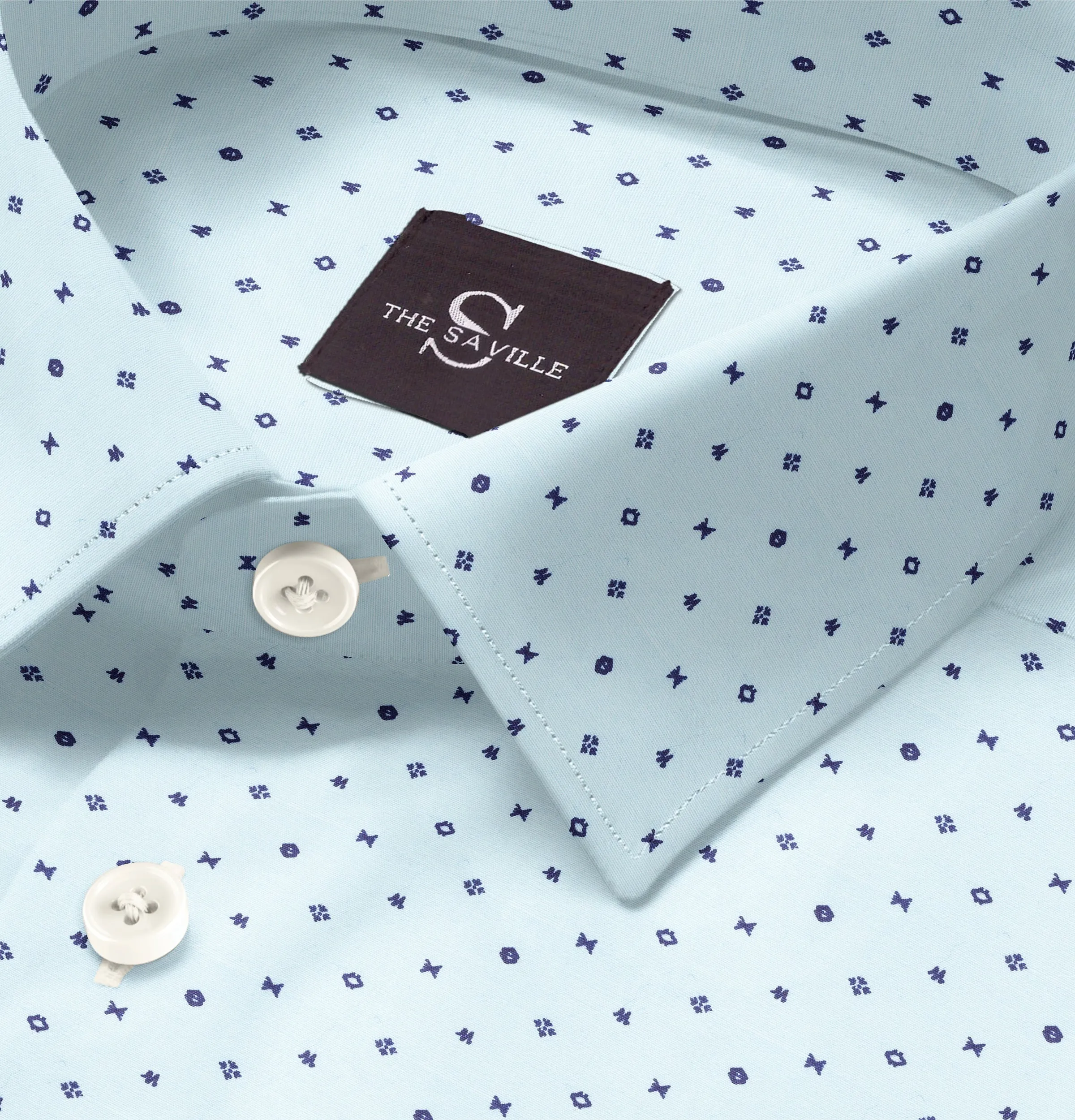 Wrinkle-free Sky Blue with Geometric Print - Long Sleeve sold by Airthreads product image thumbnail 2