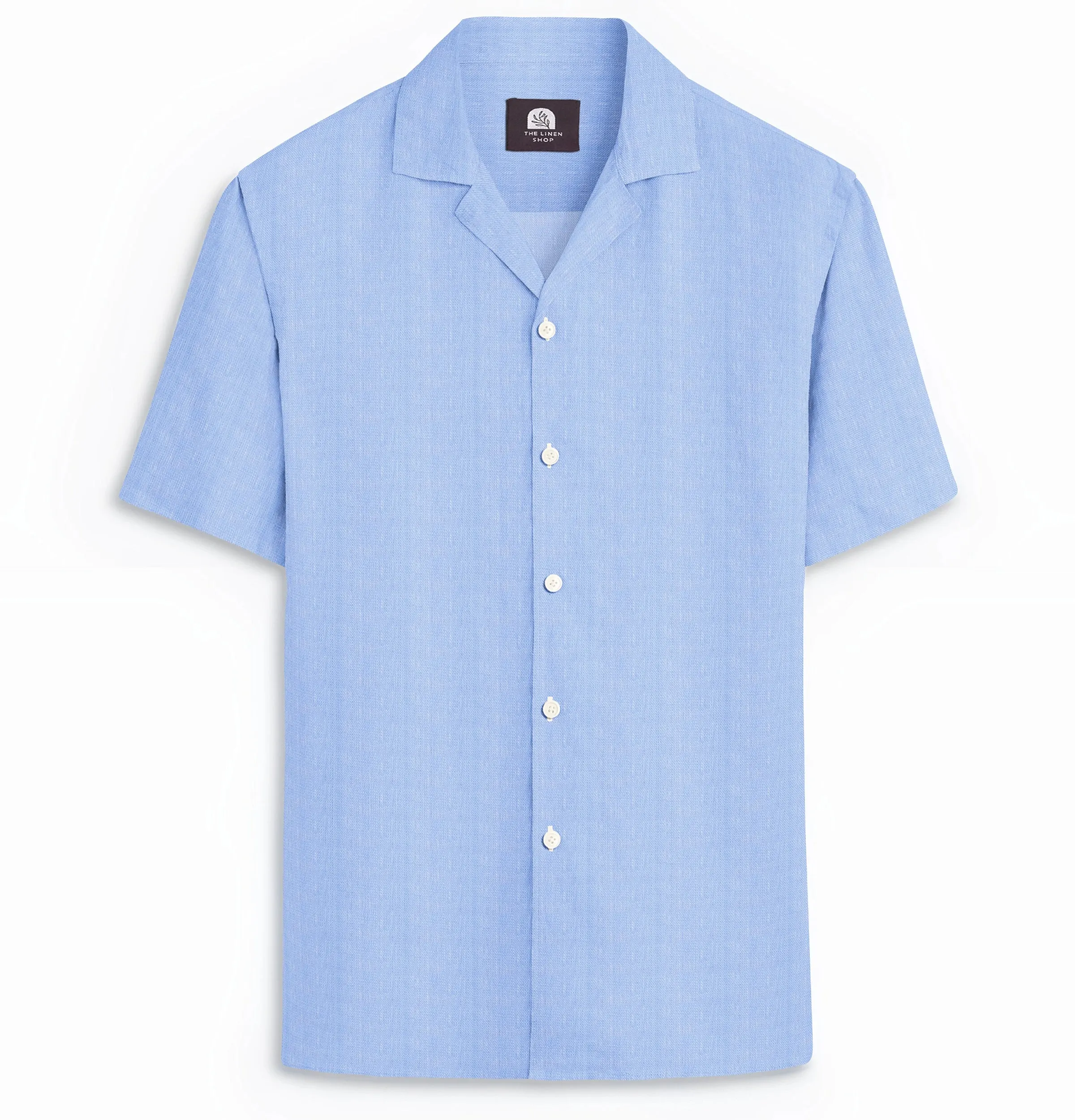 Camp Collar Linen Shirt in Sky Blue sold by Airthreads