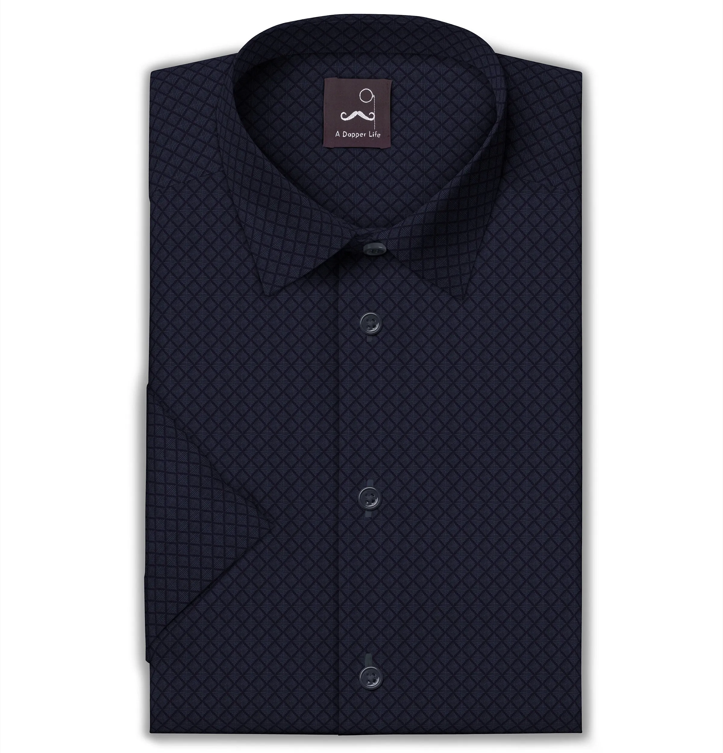 Pure Cotton - Short Sleeve - Navy Diagonal Print sold by Airthreads