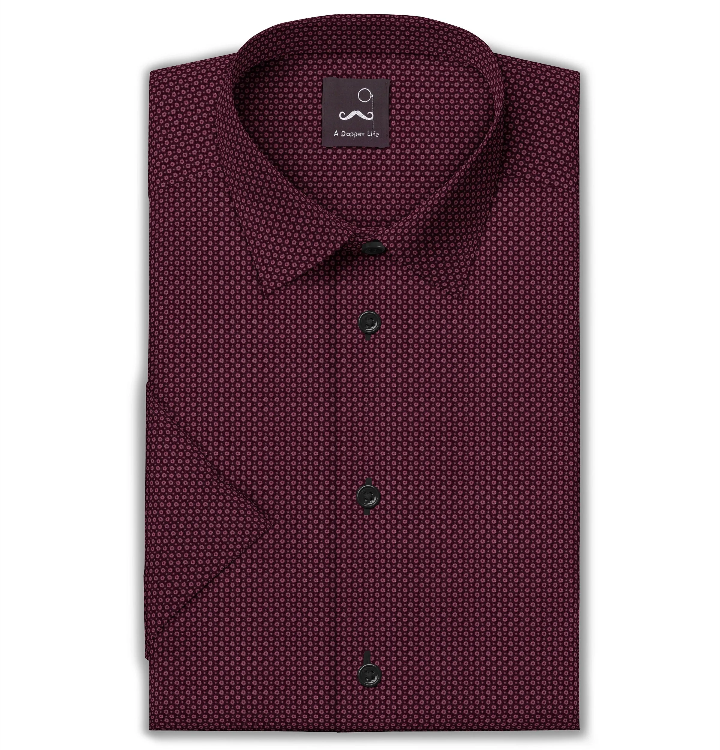 Pure Cotton Poplin - Short Sleeve - Wine Color Print sold by Airthreads