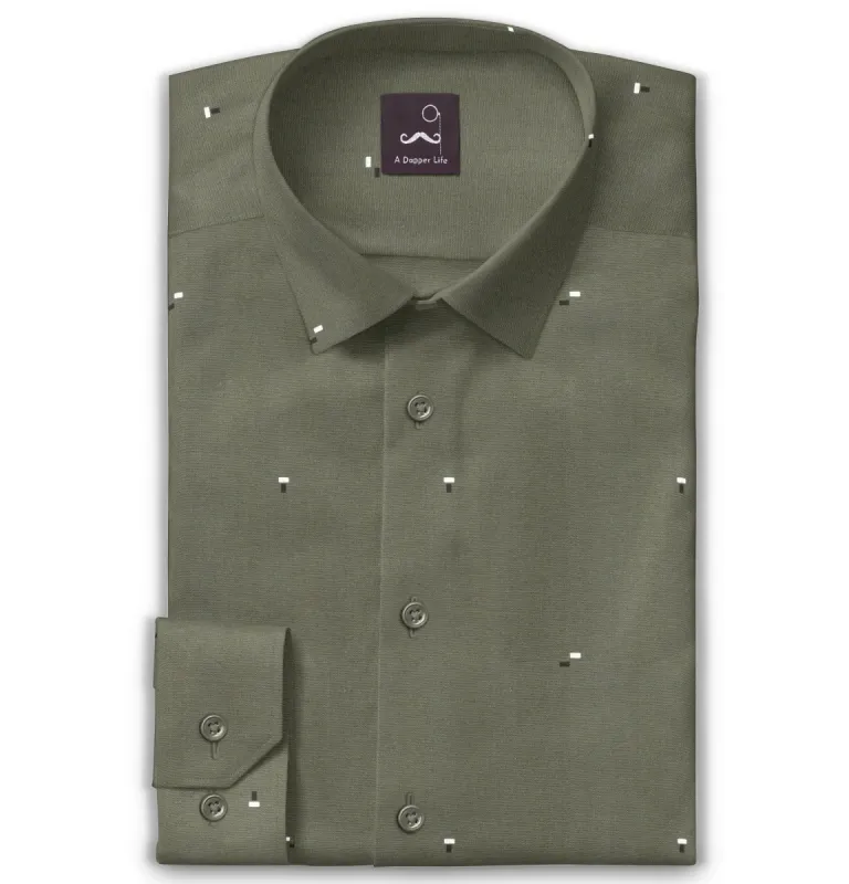 Pure Cotton - Long Sleeve - Moss Green Dash Print sold by Airthreads