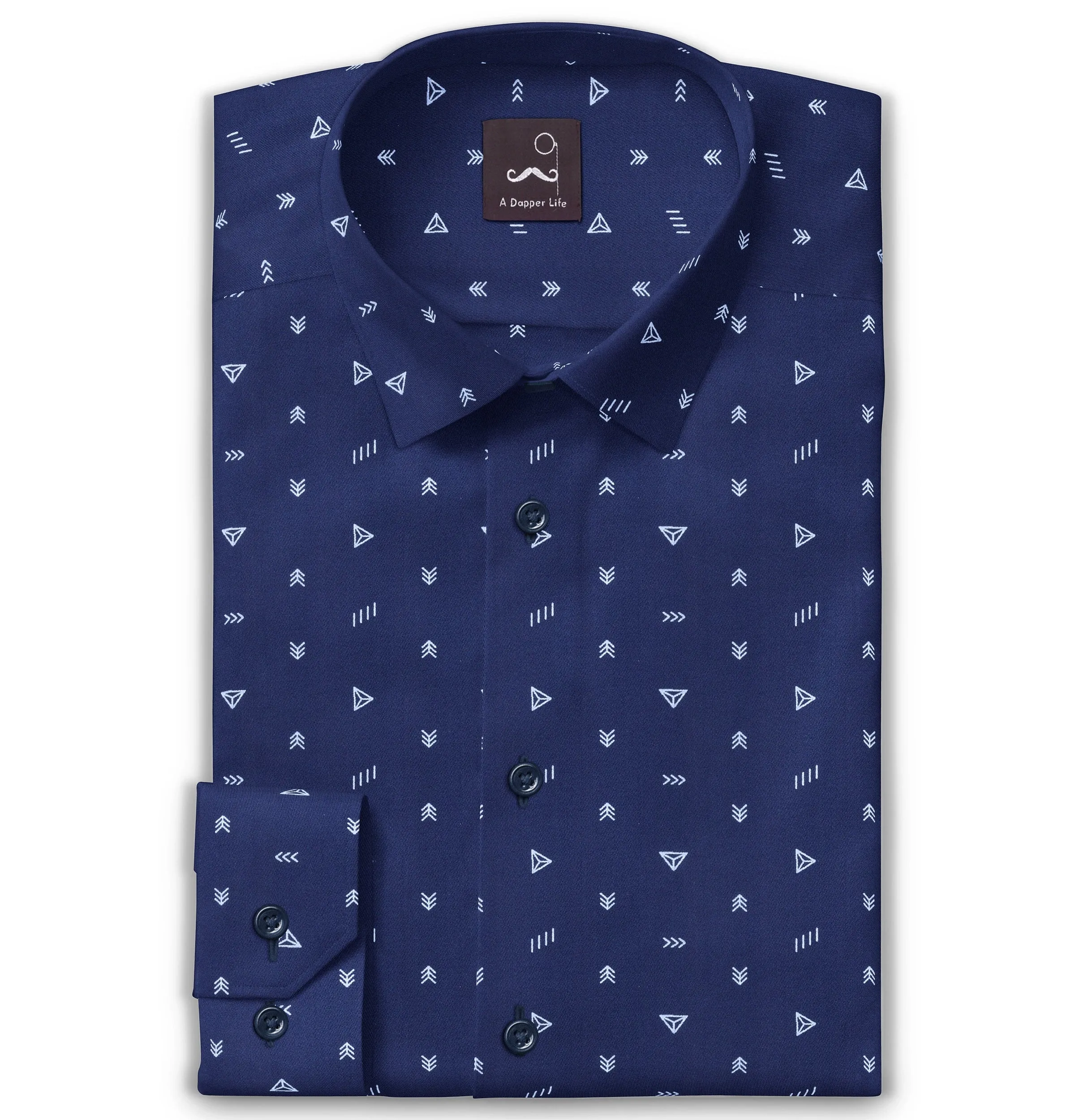 Pure Cotton - Long Sleeve - Navy Geometrics sold by Airthreads