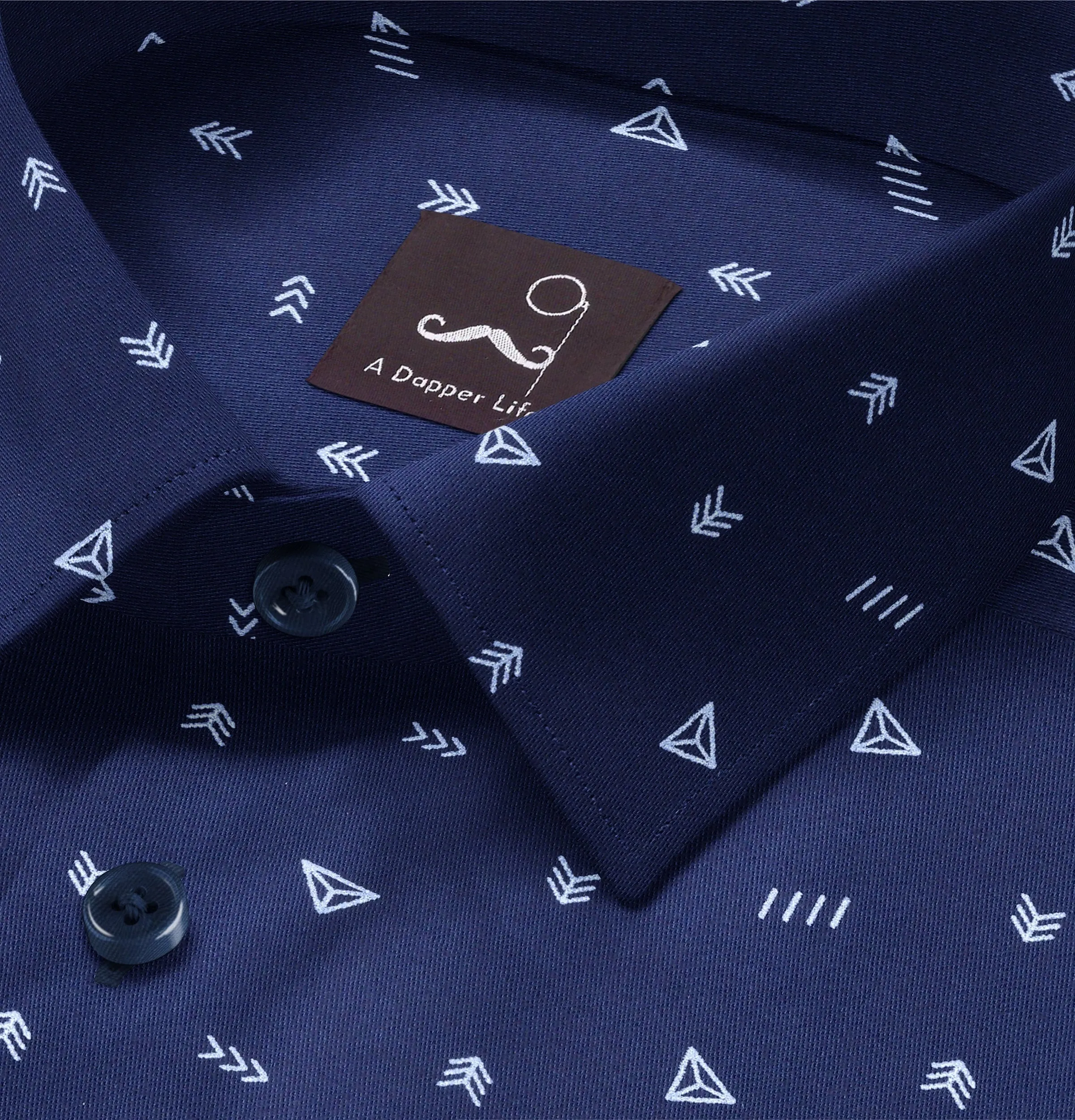 Pure Cotton - Long Sleeve - Navy Geometrics sold by Airthreads product image thumbnail 2