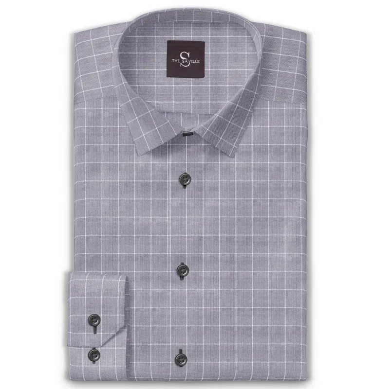 Wrinkle-free Gray Box Checks - Long Sleeve sold by Airthreads