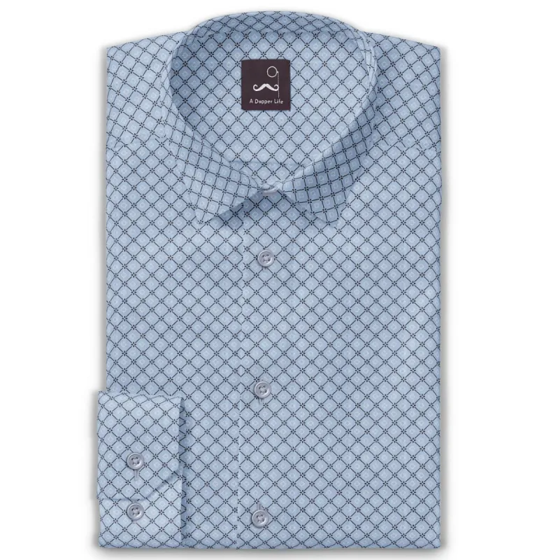 Pure Cotton - Long Sleeve - Light Blue Mosaic sold by Airthreads