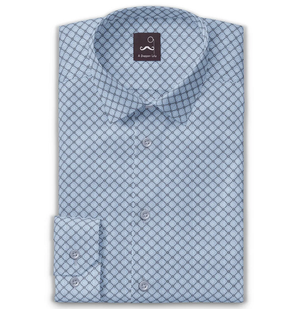 Pure Cotton - Long Sleeve - Light Blue Mosaic sold by Airthreads