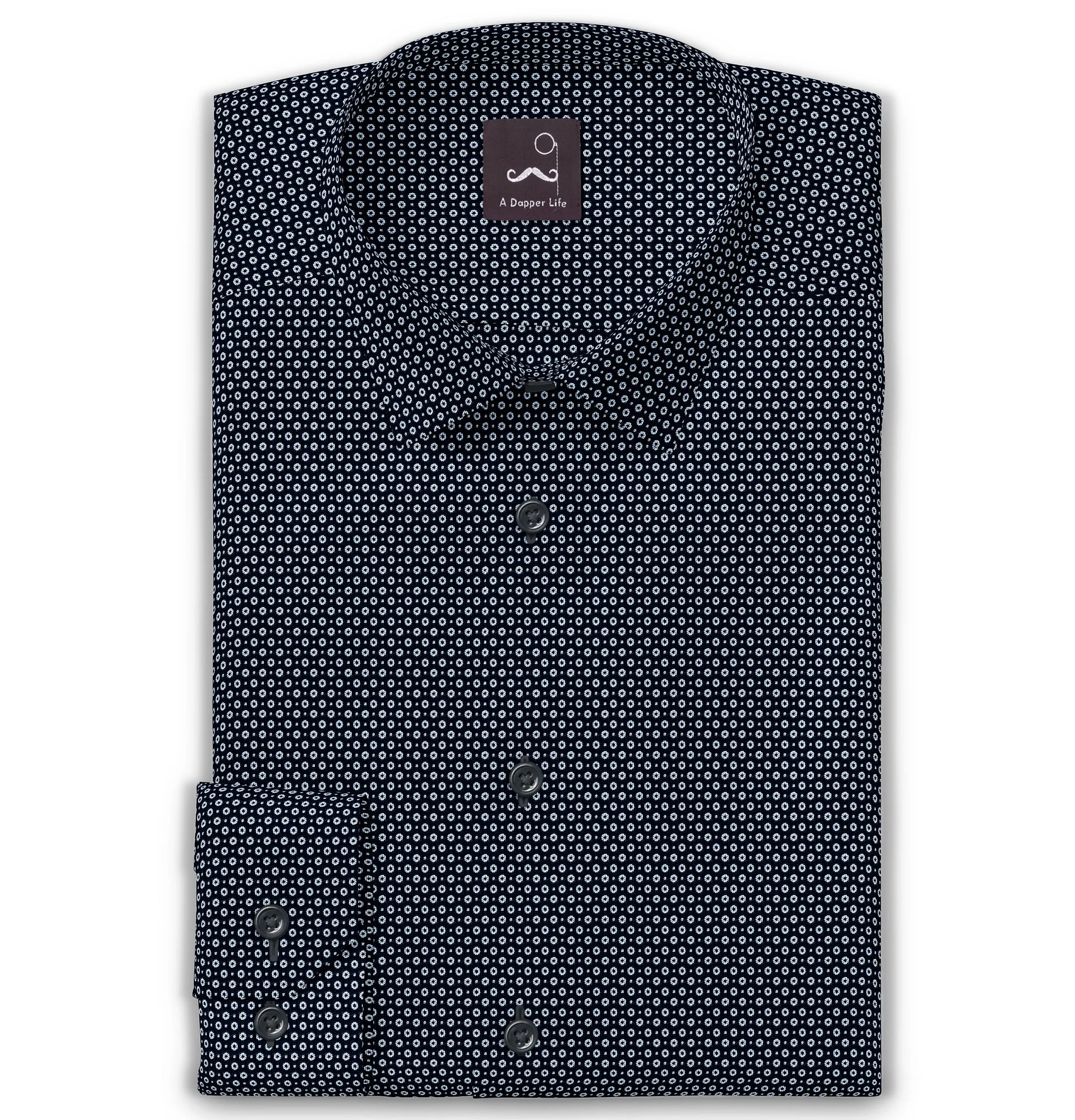 Pure Cotton Poplin - Long Sleeve - Navy Color Print sold by Airthreads