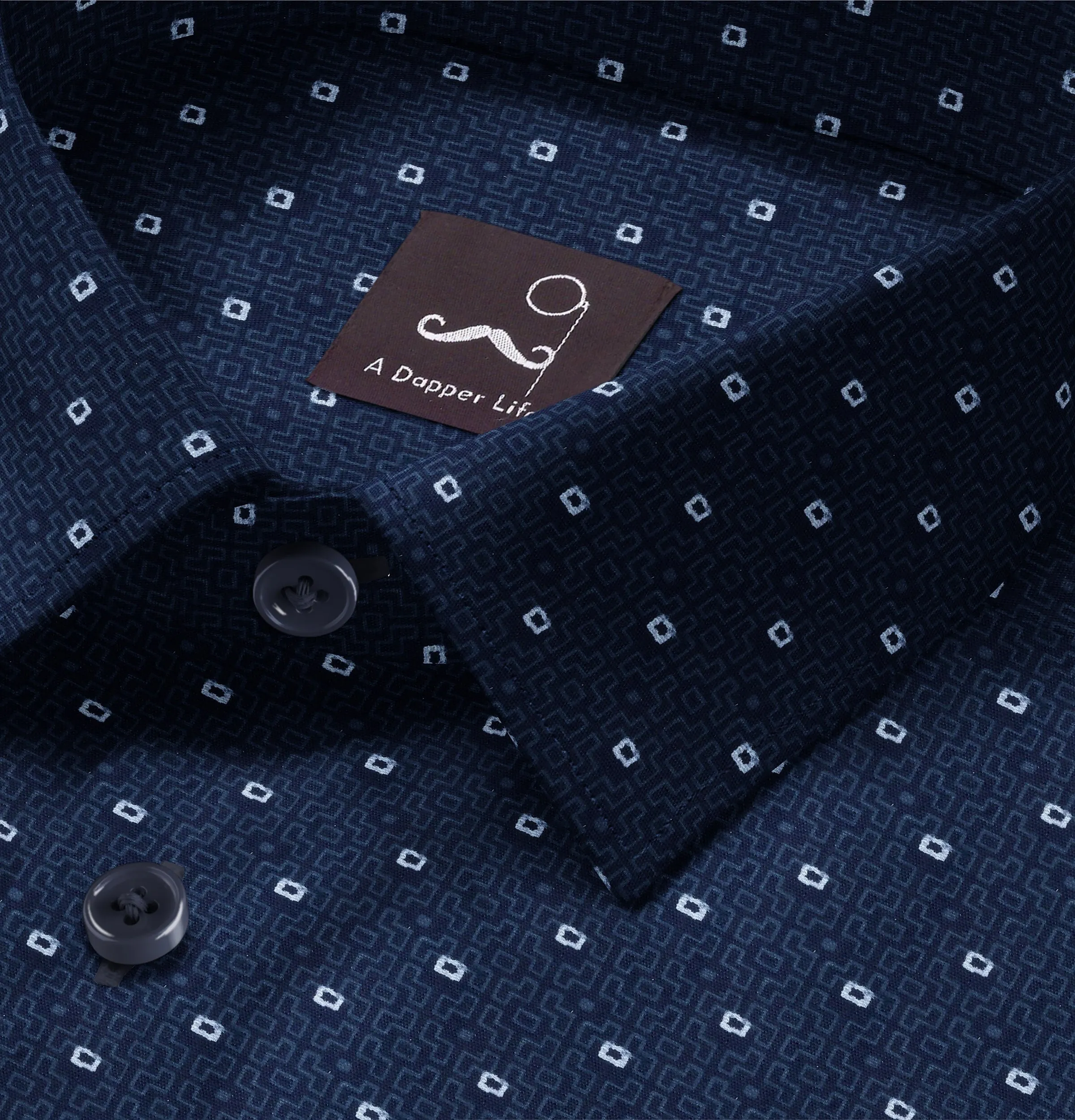 Pure Cotton - Short Sleeve - Navy Geometric Print sold by Airthreads product image thumbnail 2