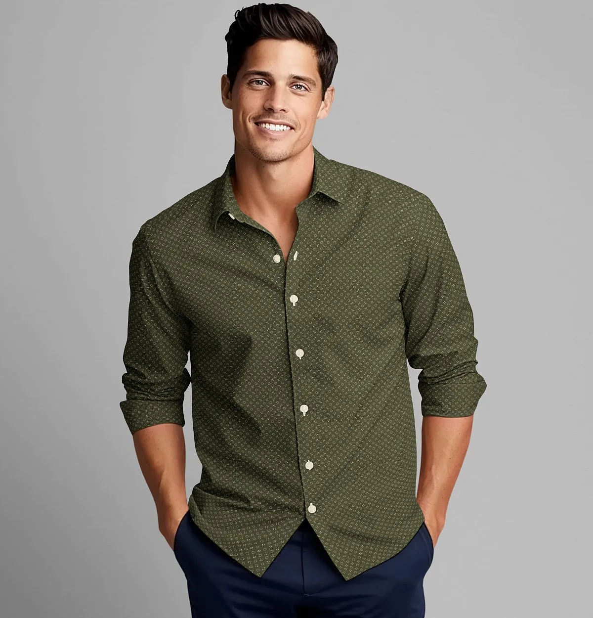 Pure Cotton - Long Sleeve - Olive Floral Medley sold by Airthreads product image thumbnail 3