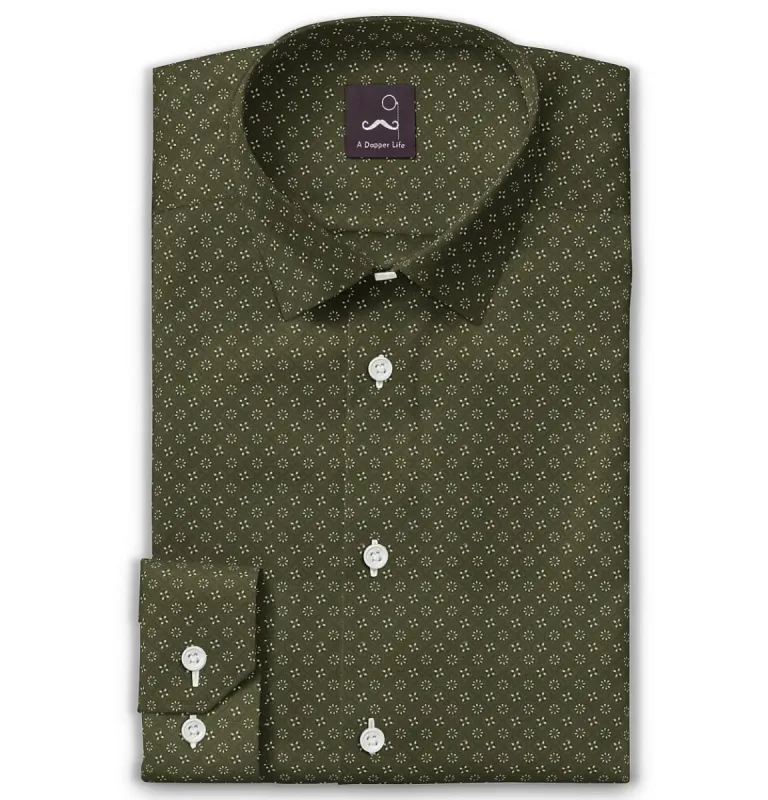 Pure Cotton - Long Sleeve - Olive Floral Medley sold by Airthreads