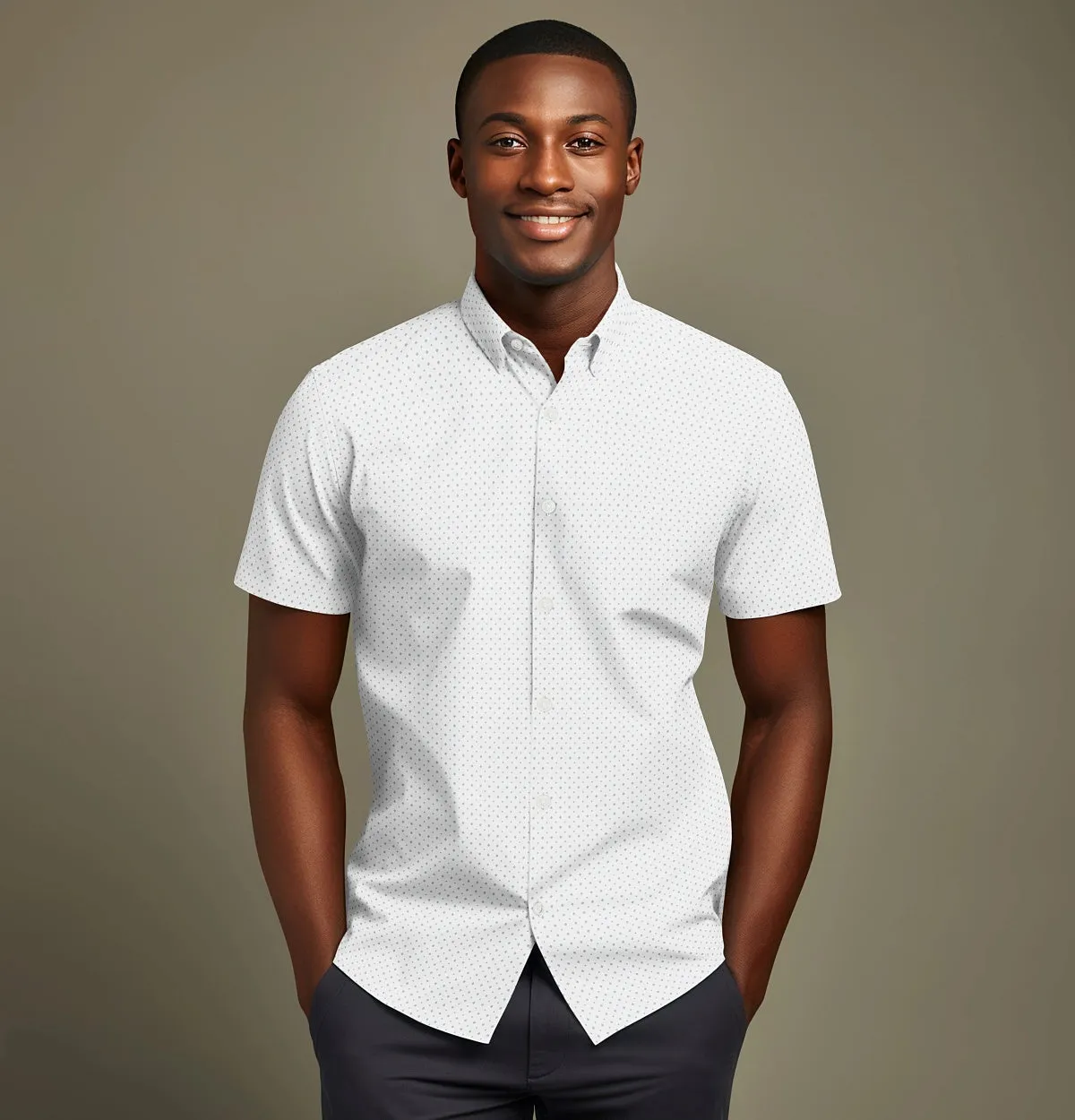 Pure Cotton - Short Sleeve- White with Blue Dot Diamonds sold by Airthreads product image thumbnail 5