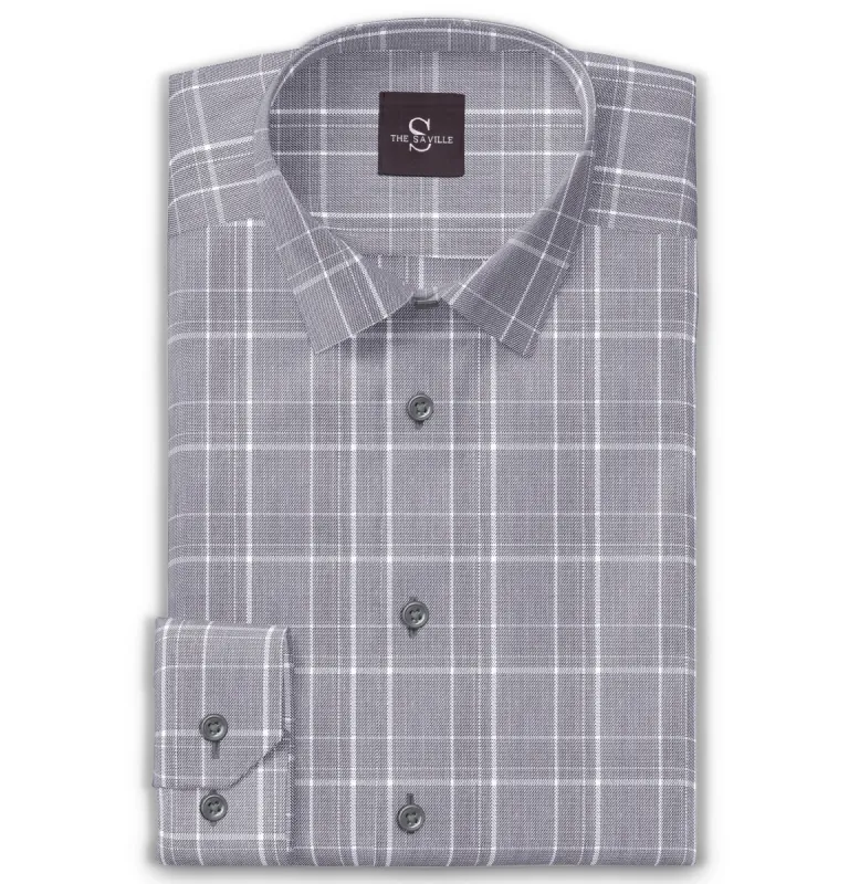 Wrinkle-free Gray Checks - Long Sleeve sold by Airthreads