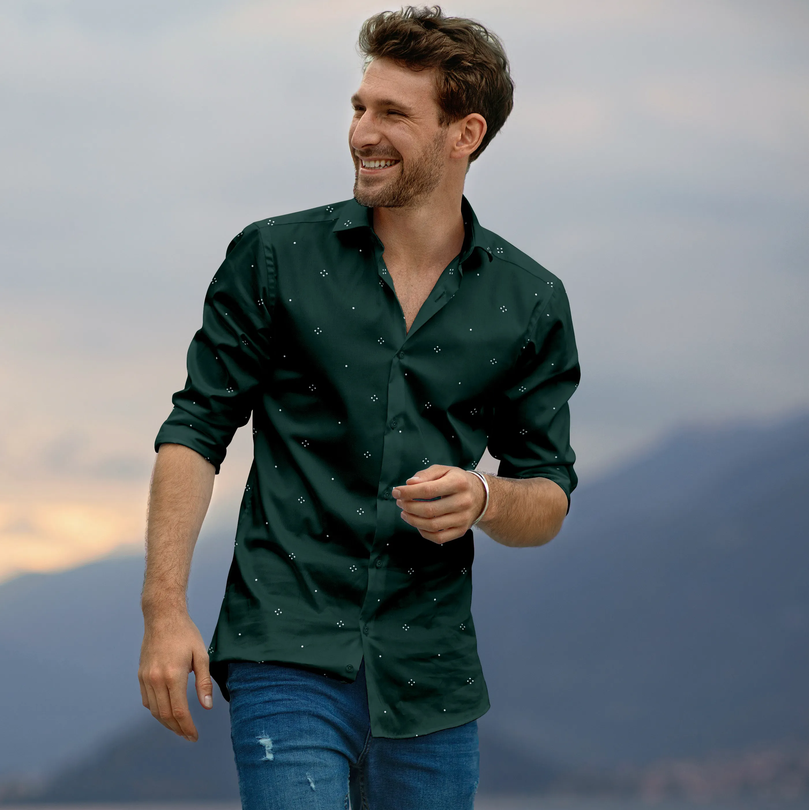 Forest Green - Long Sleeve 100% Cotton Shirt sold by Airthreads product image thumbnail 3