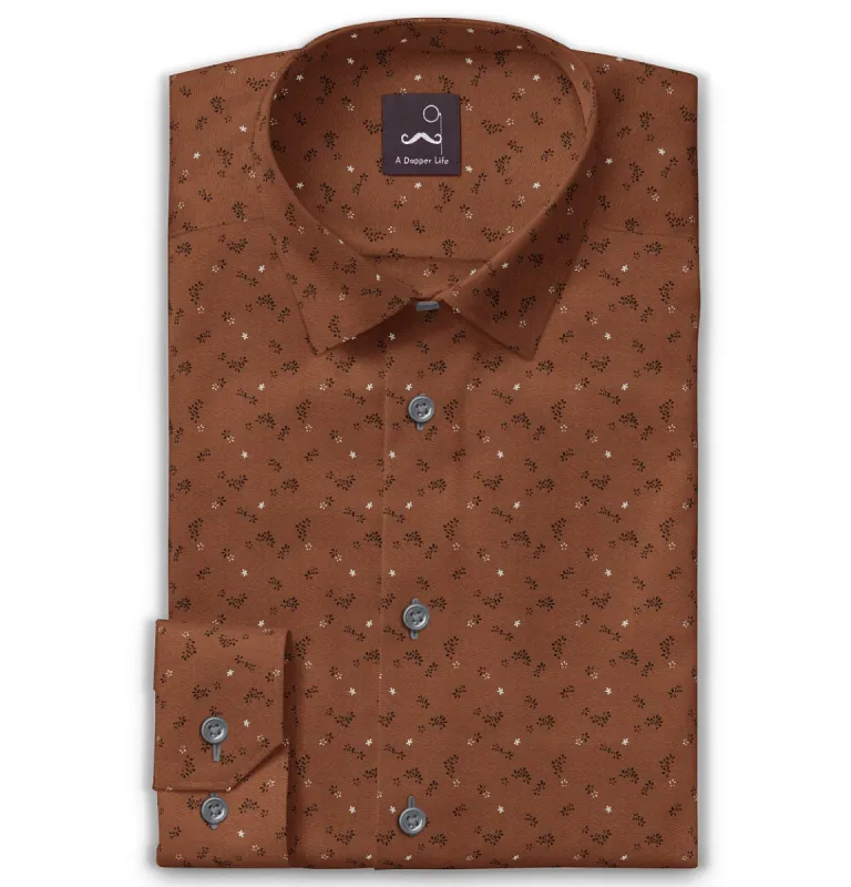 Pure Cotton - Long Sleeve - Brick Floral Print sold by Airthreads