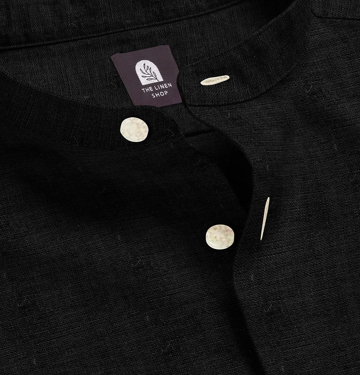 Pure Linen - Band Collar - Black sold by Airthreads product image thumbnail 2