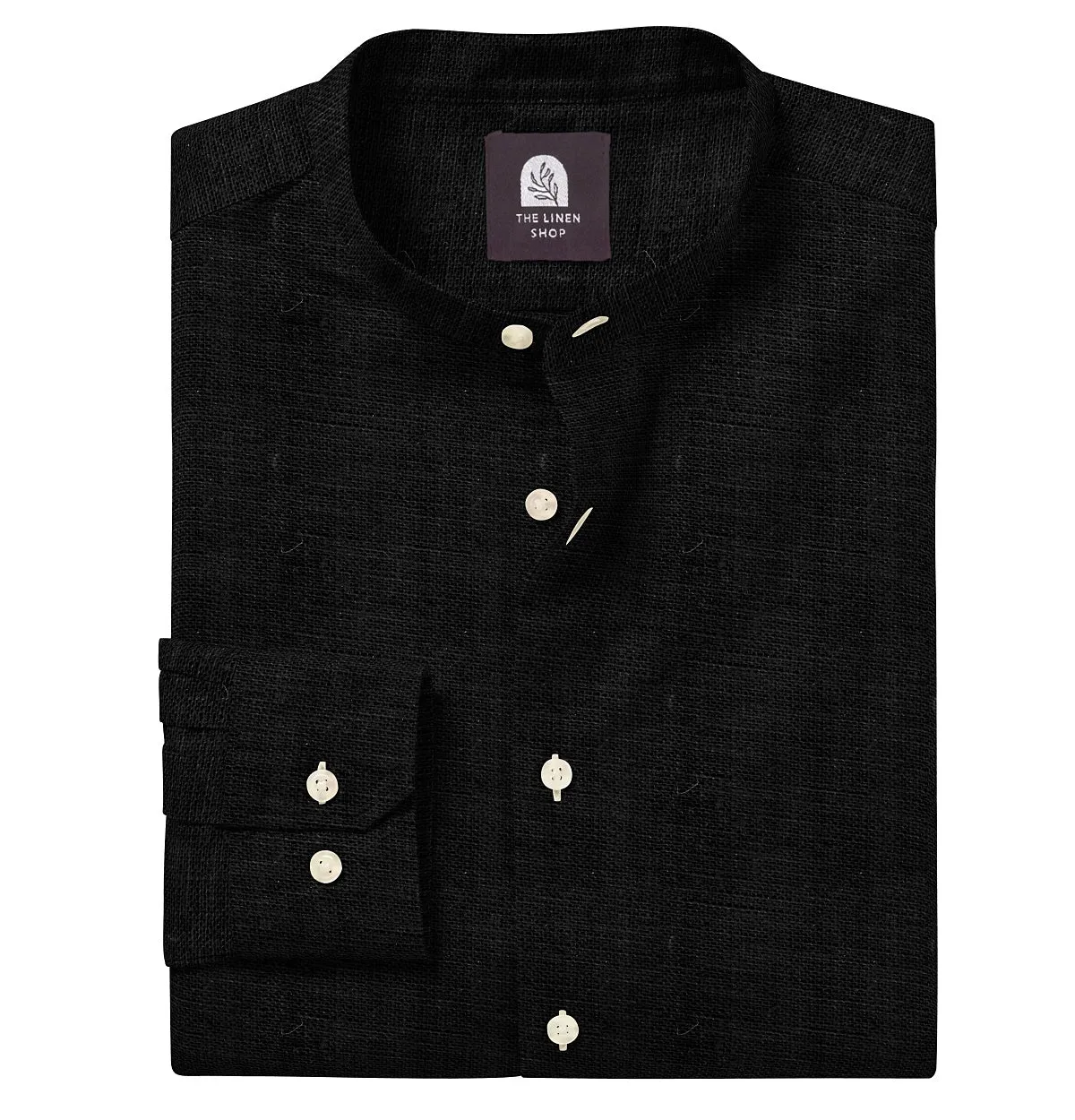 Pure Linen - Band Collar - Black sold by Airthreads