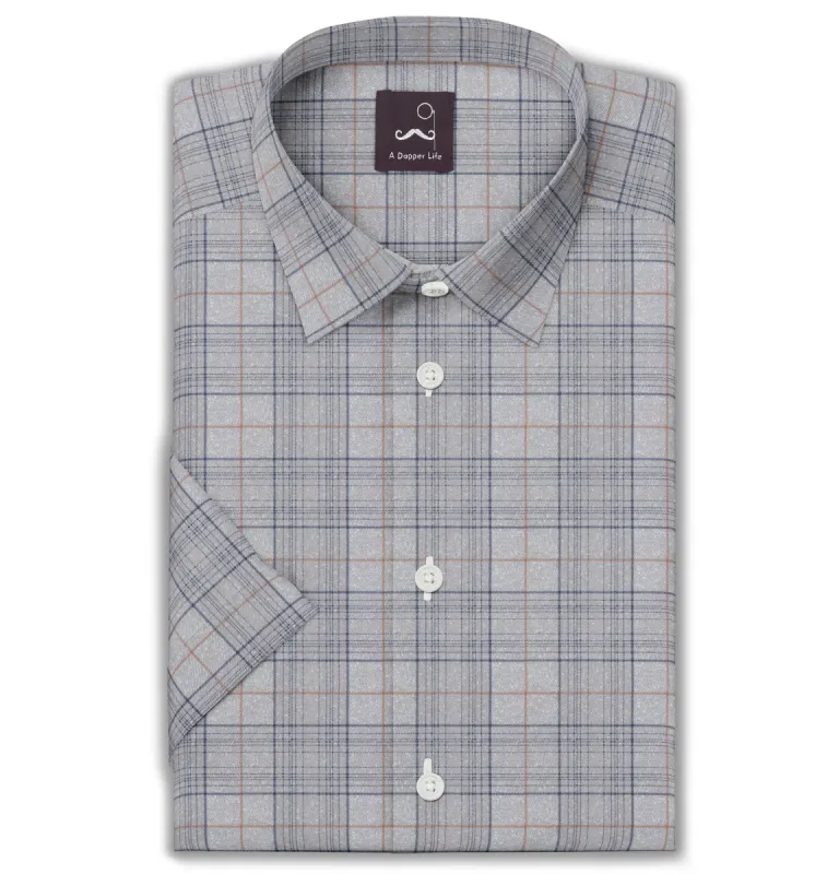 Pure Cotton - Short Sleeve - Gray Checks sold by Airthreads