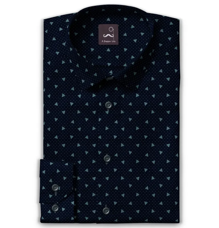 Pure Cotton - Long Sleeve - Navy with Triangles sold by Airthreads