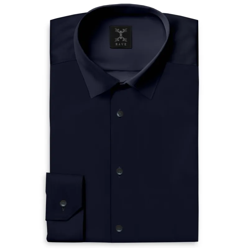 Wrinkle-resistant Cotton-Lycra Shirt - Navy sold by Airthreads