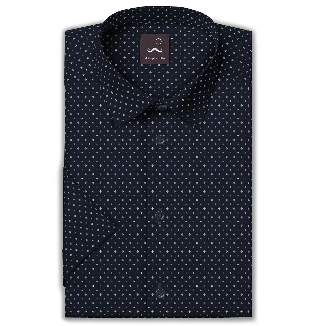 Pure Cotton - Short Sleeve- Navy with White Dot Diamonds sold by Airthreads