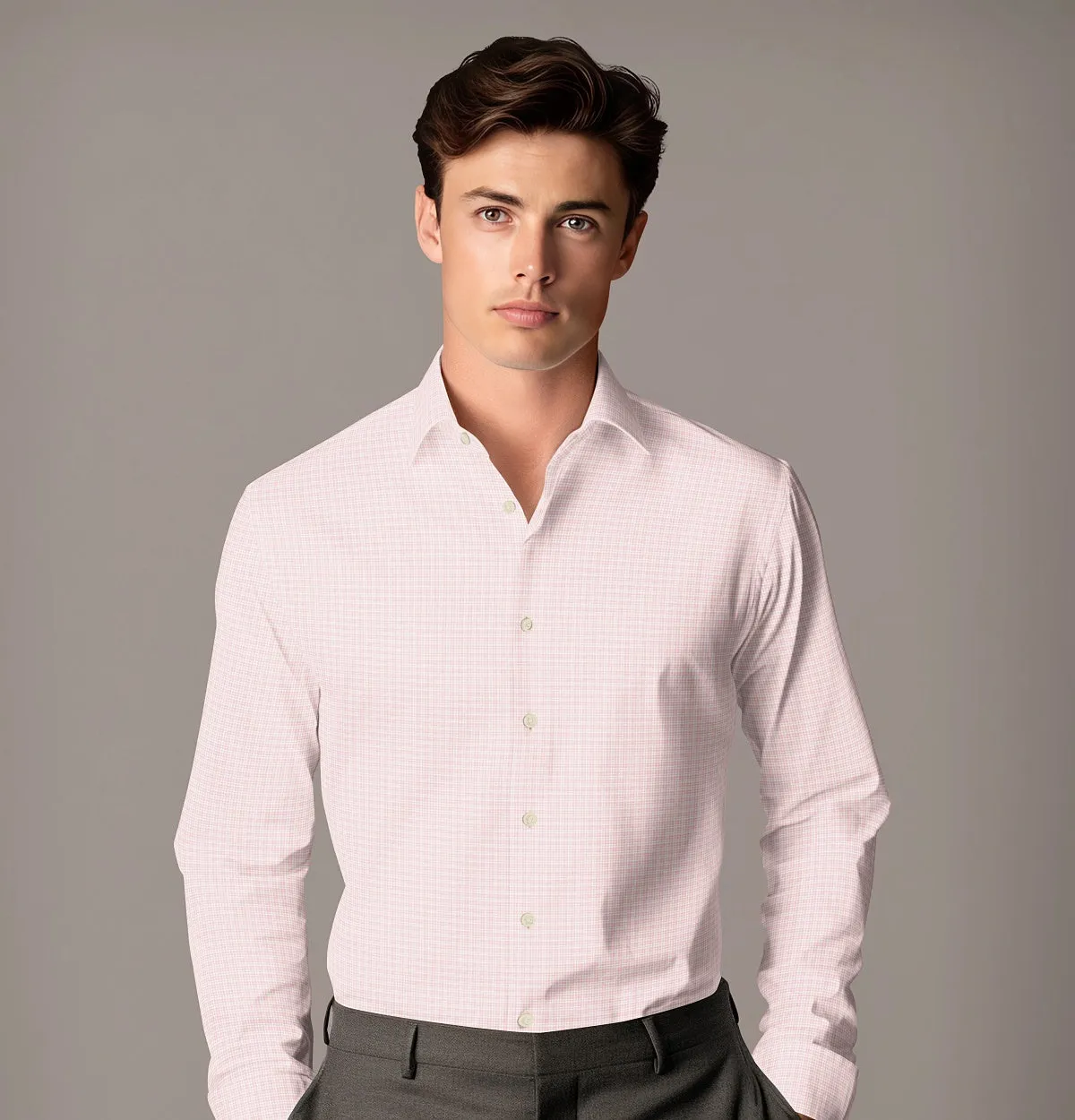 Pure Cotton - Long Sleeve - Pink Houndstooth Print sold by Airthreads product image thumbnail 3