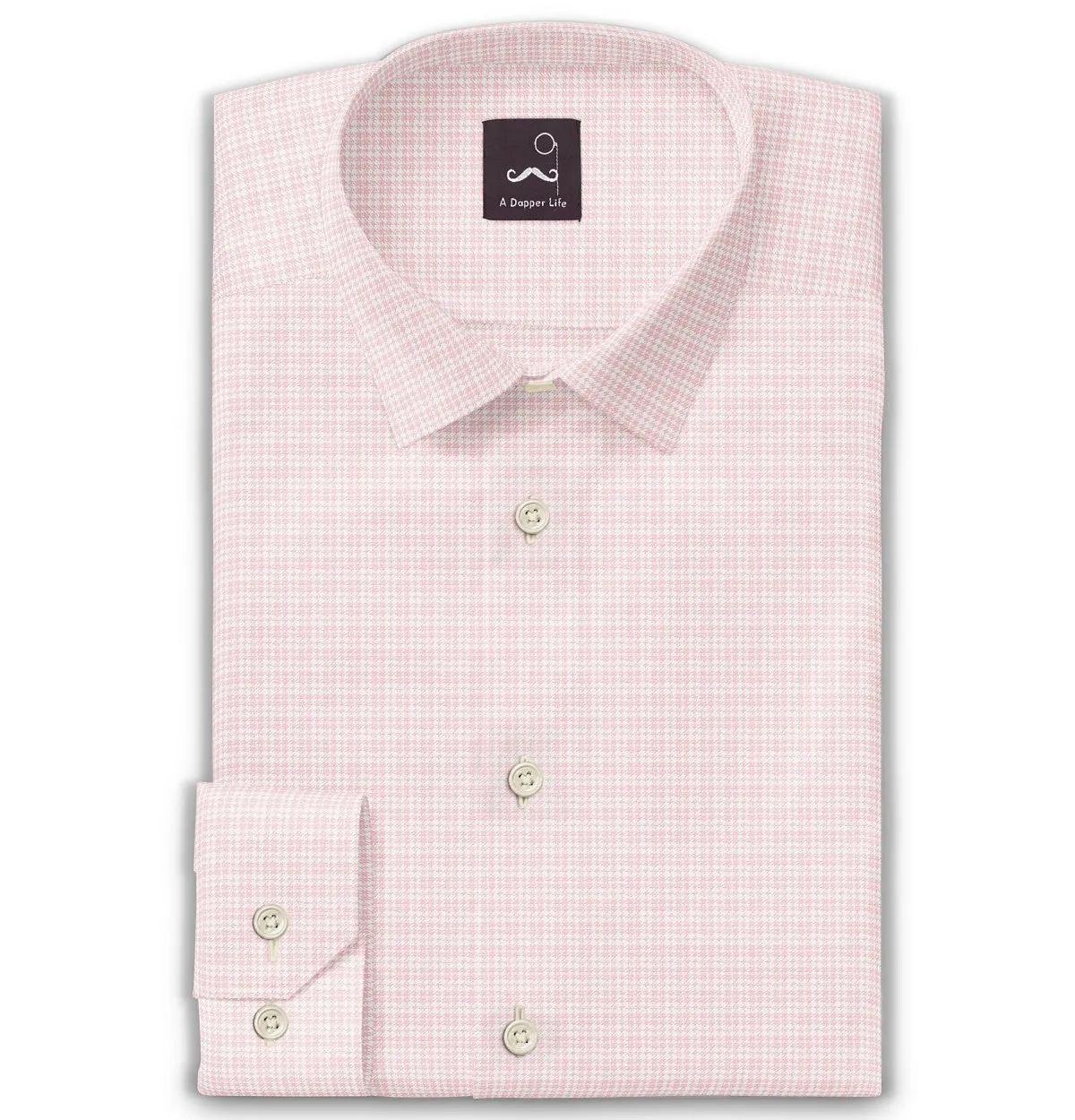 Pure Cotton - Long Sleeve - Pink Houndstooth Print sold by Airthreads