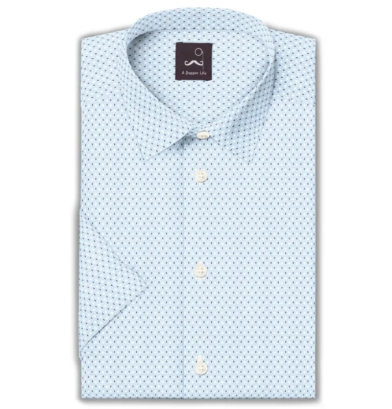 Pure Cotton - Short Sleeve - Sky Blue Print sold by Airthreads